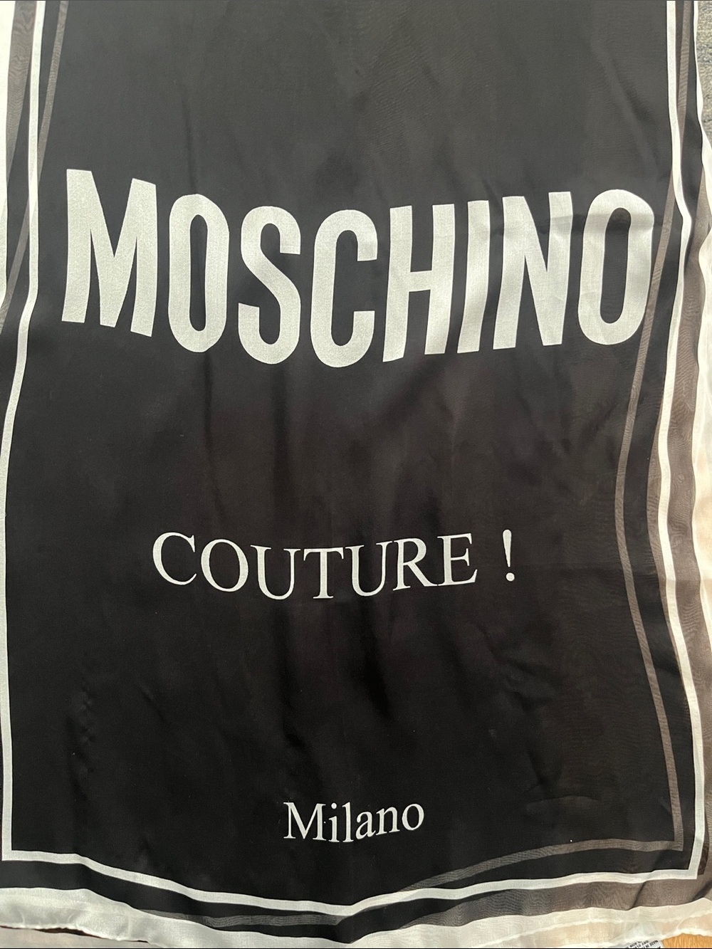 Moschino Long Silk Scarf Wrap Sheer couture! Milano